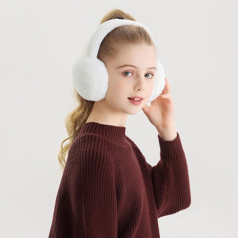 YATANAM Women Ear Muffs Winter Girls White Earmuffs Fuzzy Kids Black Ear Muff Cute Fluffy Ear Warmers Foldable Ear Covers Boy - Image 5